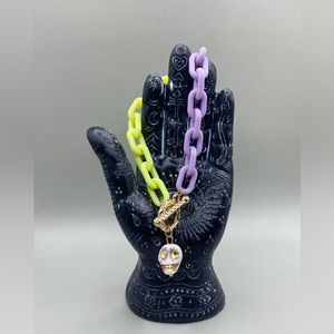 🌟2/$20 💜💛💀Lavender and Yellow Pastel Goth Skull Bracelet